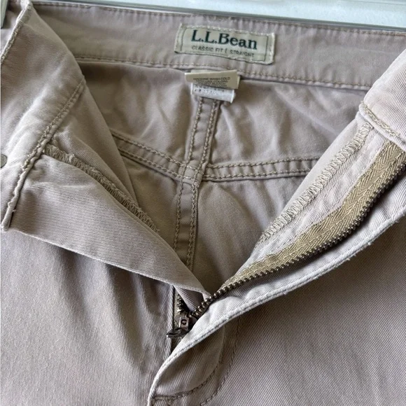 L‎ L Bean Classic Fit Straight Leg Tan Jeans Women Size 12 Casual School Stretch - Picture 8 of 12